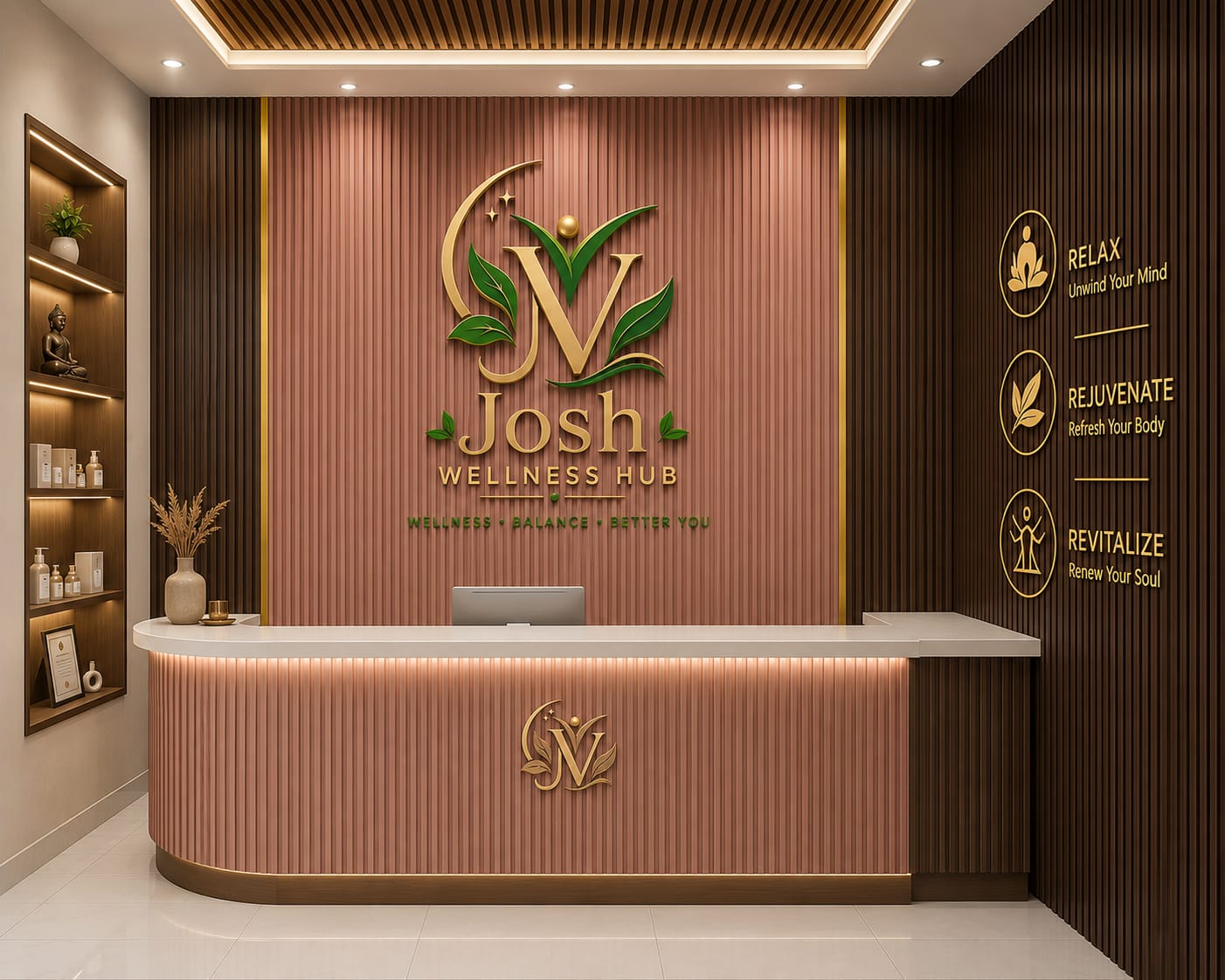Natural wellness therapy setting with calming spa elements